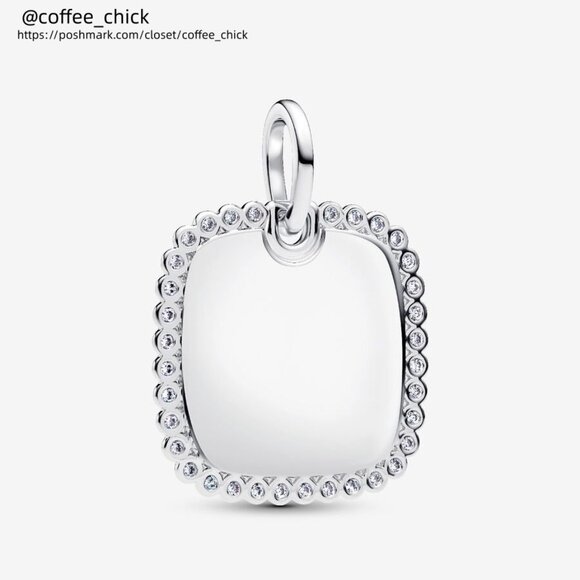 Pandora Engravable Square Tag Pendant - Picture 1 of 2